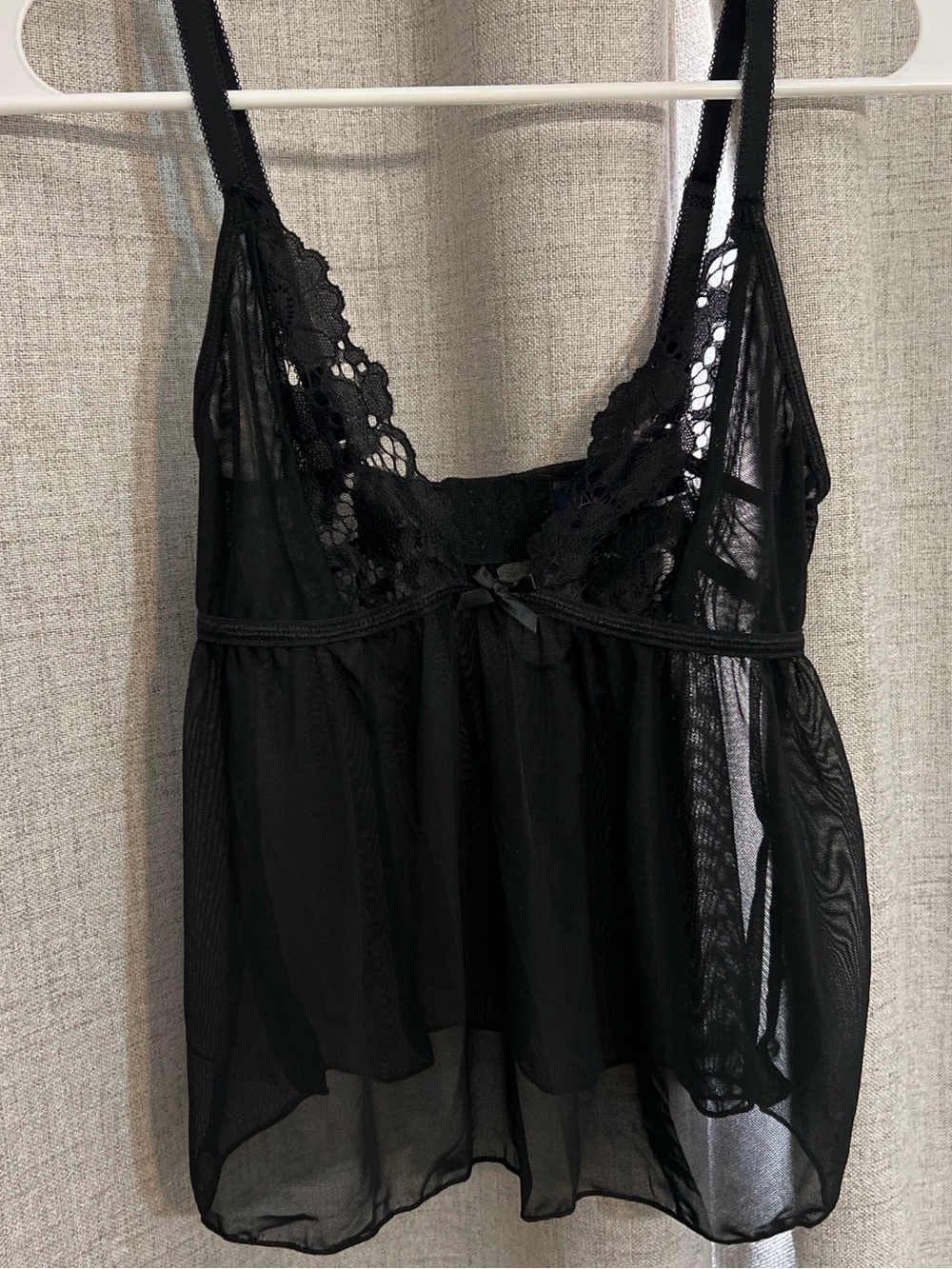 Black Lace Sheet Lingerie Tank Bow
